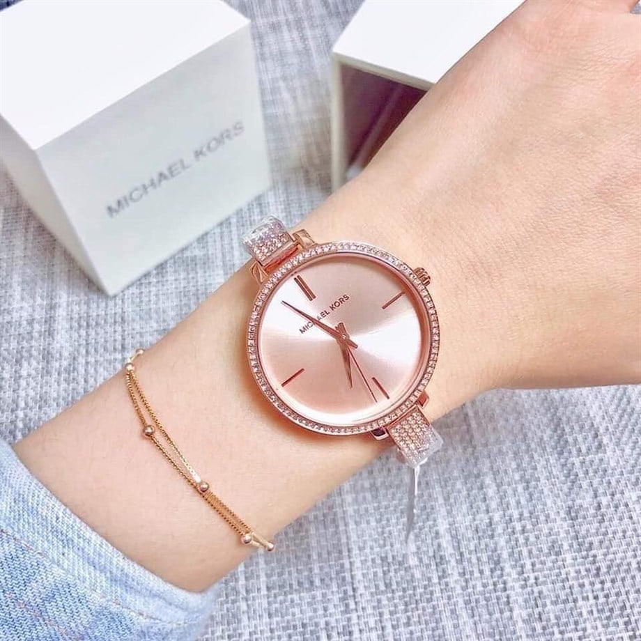  Shop Authentic Michael Kors Jaryn Quartz Rose Gold Dial Rose Gold Steel Strap Watch For Women - MK3785 - Luxxuri