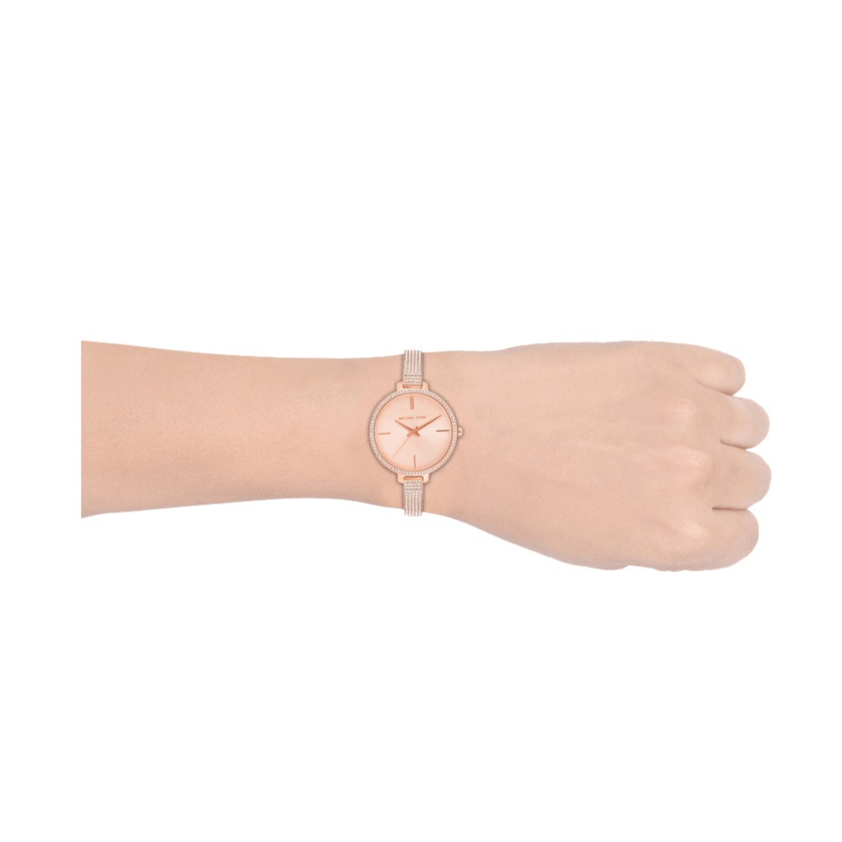  Shop Authentic Michael Kors Jaryn Quartz Rose Gold Dial Rose Gold Steel Strap Watch For Women - MK3785 - Luxxuri