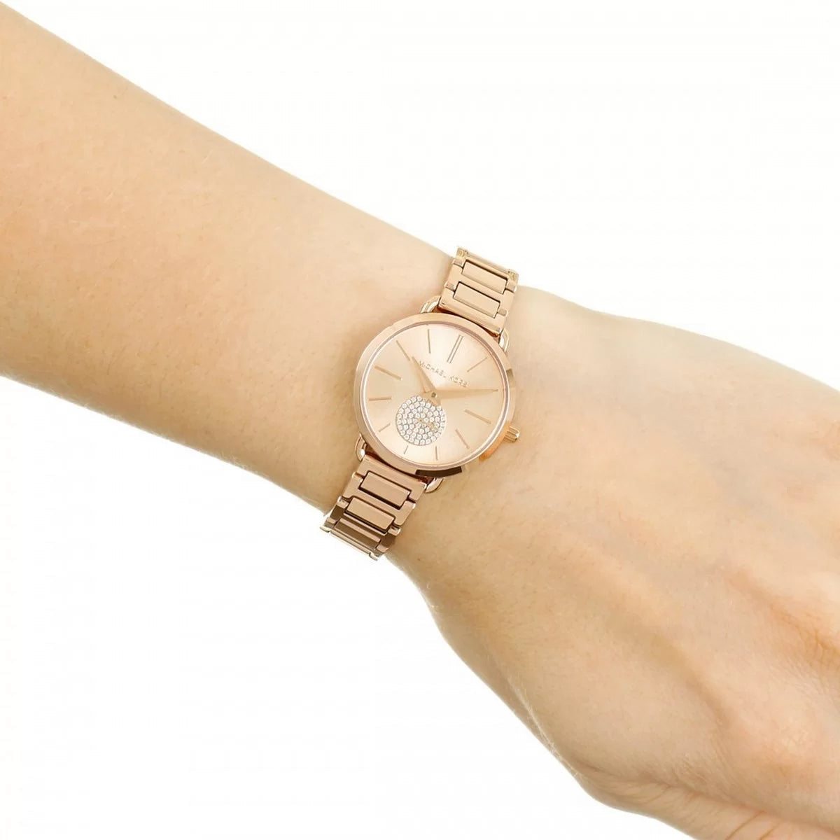  Shop Authentic Michael Kors Portia Analog Quartz Rose Gold Dial Rose Gold Steel Strap Watch For Women - MK3839 - Luxxuri