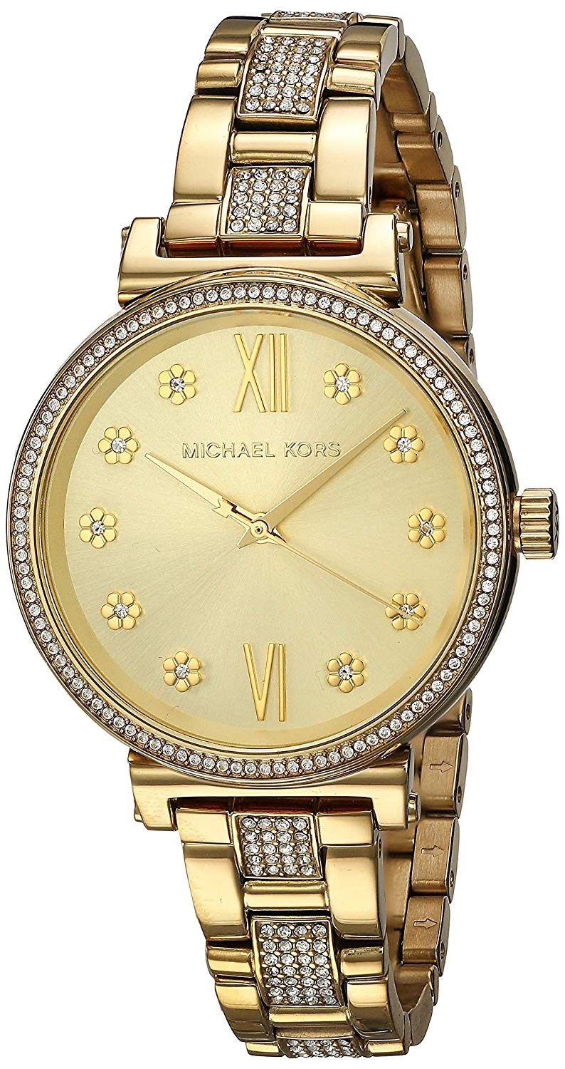 Michael Kors Sofie Quartz Gold Dial Gold Steel Strap Watch For Women - MK3881