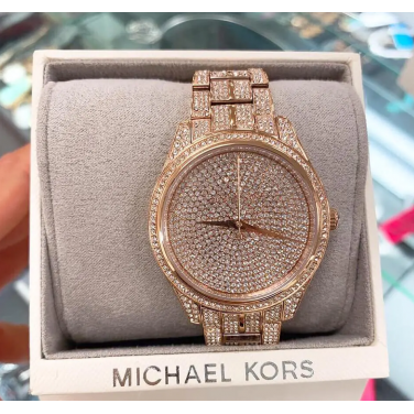 Michael Kors Lauryn Crystals Rose Gold Dial Rose Gold Steel Strap Watch For Women - MK3931