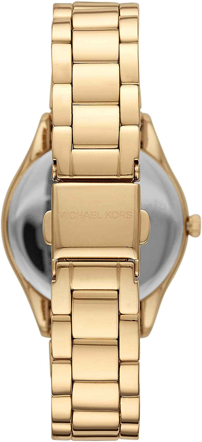Michael Kors Lauryn Quartz Mother of Pearl Gold Dial Gold Steel Strap Watch For Women - MK4490
