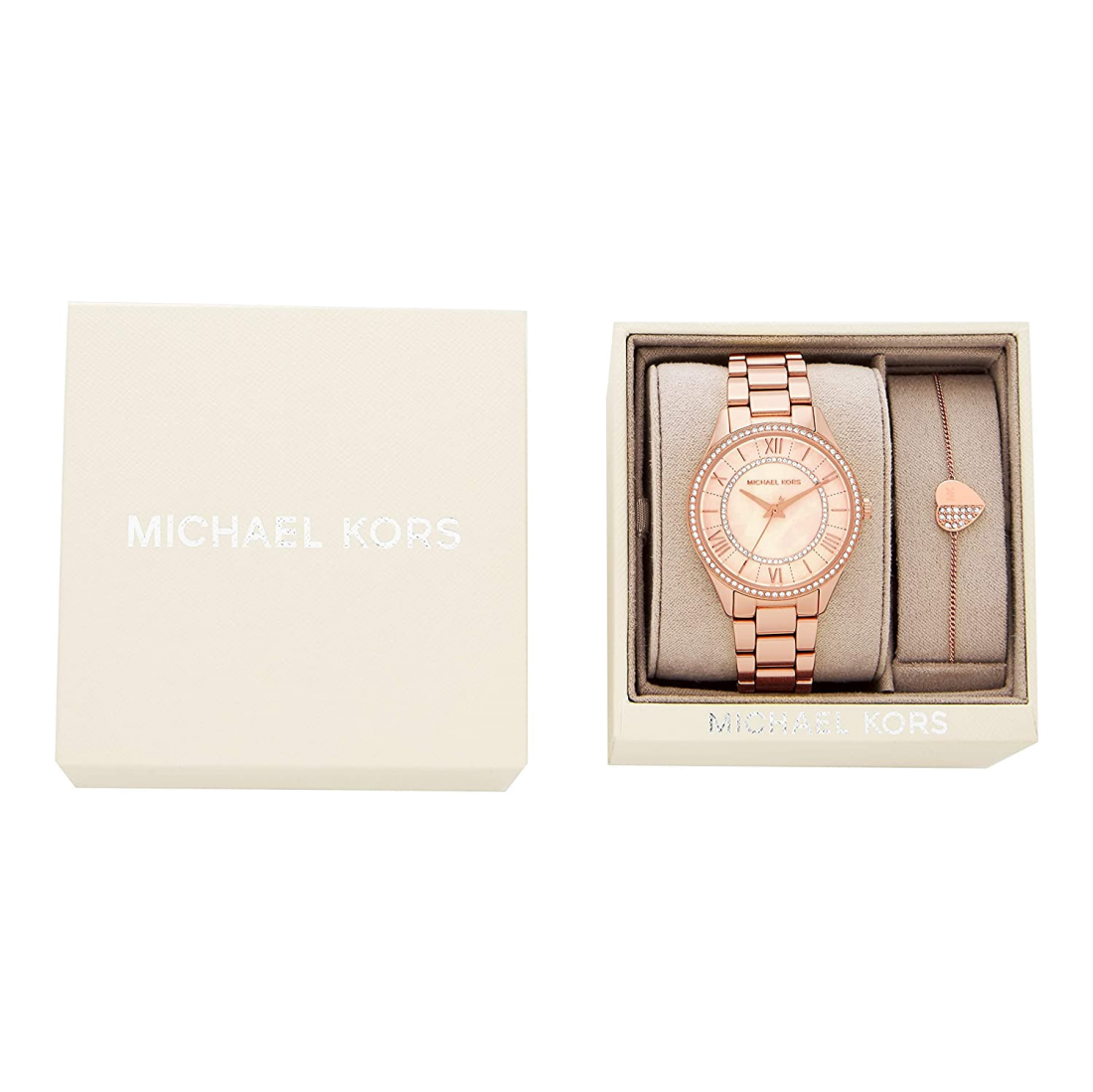  Shop Authentic Michael Kors Lauryn Mother of Pearl Dial Rose Gold Dial Rose Gold Steel Strap Watch For Women - MK4491 - Luxxuri
