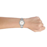 Shop Authentic Michael Kors Liliane Three Hand Mother of Pearl White Dial Silver Steel Strap Watch For Women - MK4556 - Luxxuri