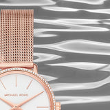  Shop Authentic Michael Kors Pyper Quartz Mother of Pearl White Dial Rose Gold Mesh Strap Watch For Women - MK4588 - Luxxuri