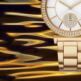  Shop Authentic Michael Kors Abbey Three-Hand Analog White Dial Gold Steel Strap Watch for Women - MK4615 - Luxxuri