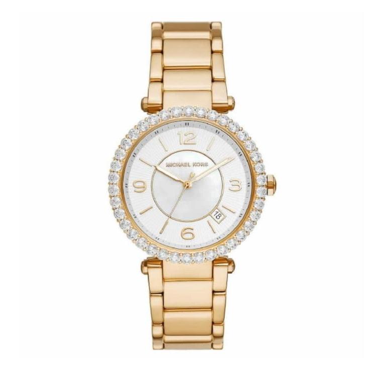  Shop Authentic Michael Kors Parker Mother of Pearl White Dial Gold Steel Strap Watch For Women - MK4693 - Luxxuri