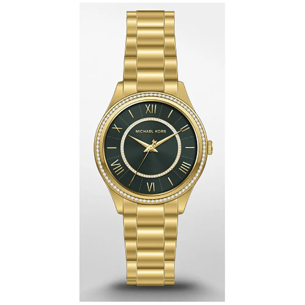 Shop Authentic Michael Kors Lauryn Analog Green Dial Gold Steel Strap Watch for Women - MK4737 - Luxxuri