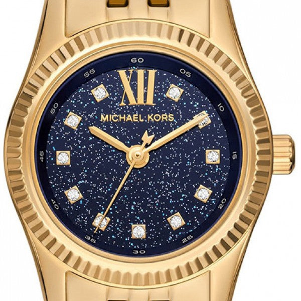  Shop Authentic Michael Kors Lexington Three-Hand Blue Dial Gold Steel Strap Watch for Women - MK4802 - Luxxuri