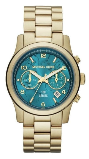  Shop Authentic Michael Kors Runway Hunger Stop100 Series Blue Dial Gold Steel Strap Watch for Women - MK5815 - Luxxuri