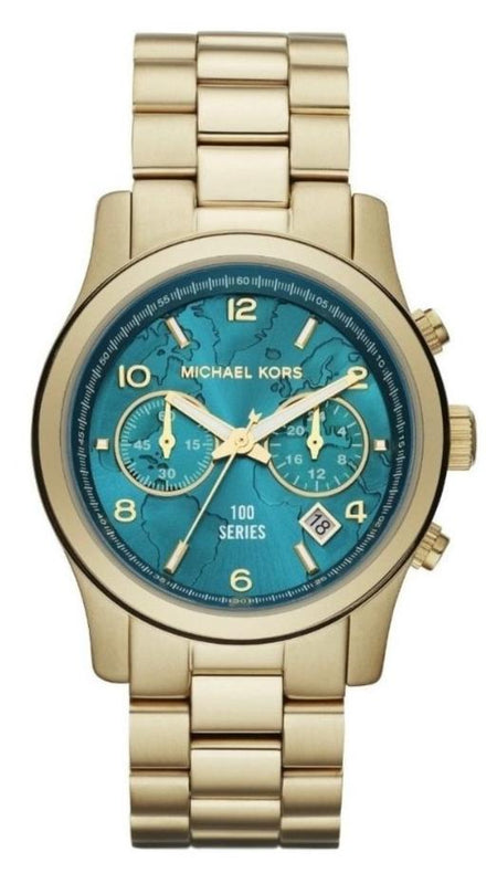  Shop Authentic Michael Kors Runway Hunger Stop100 Series Blue Dial Gold Steel Strap Watch for Women - MK5815 - Luxxuri