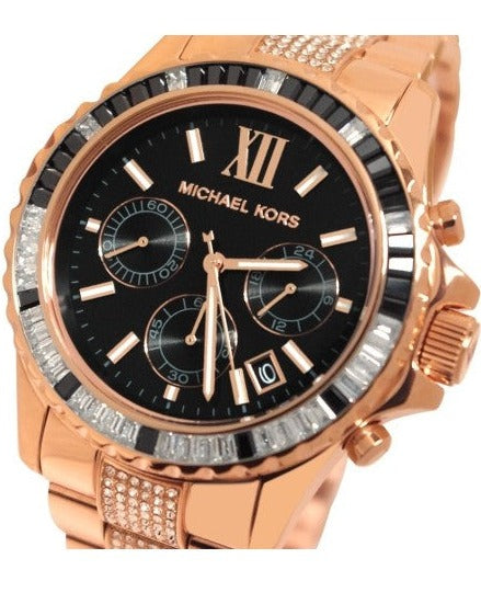  Shop Authentic Michael Kors Everest Chronograph Black Dial Rose Gold Steel Strap Watch For Women - MK5875 - Luxxuri