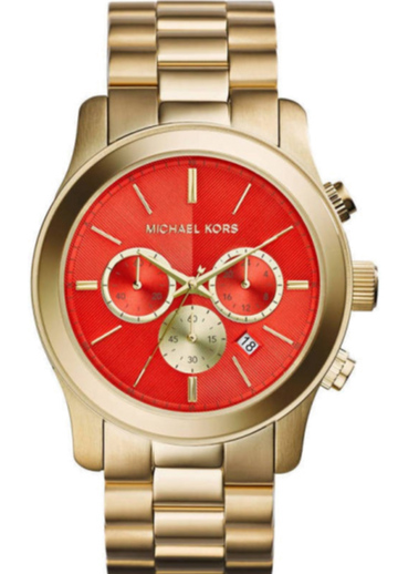  Shop Authentic Michael Kors Runway Quartz Orange Dial Gold Steel Strap Watch For Women - MK5930 - Luxxuri