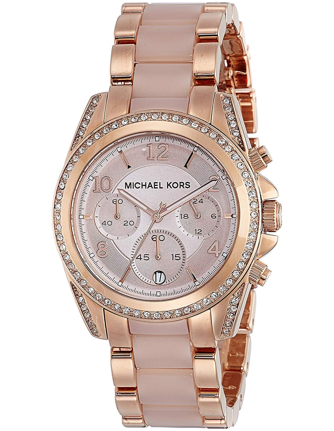 Michael Kors Blair Chronograph Rose Gold Dial Two Tone Steel Strap Watch for Women - MK5943