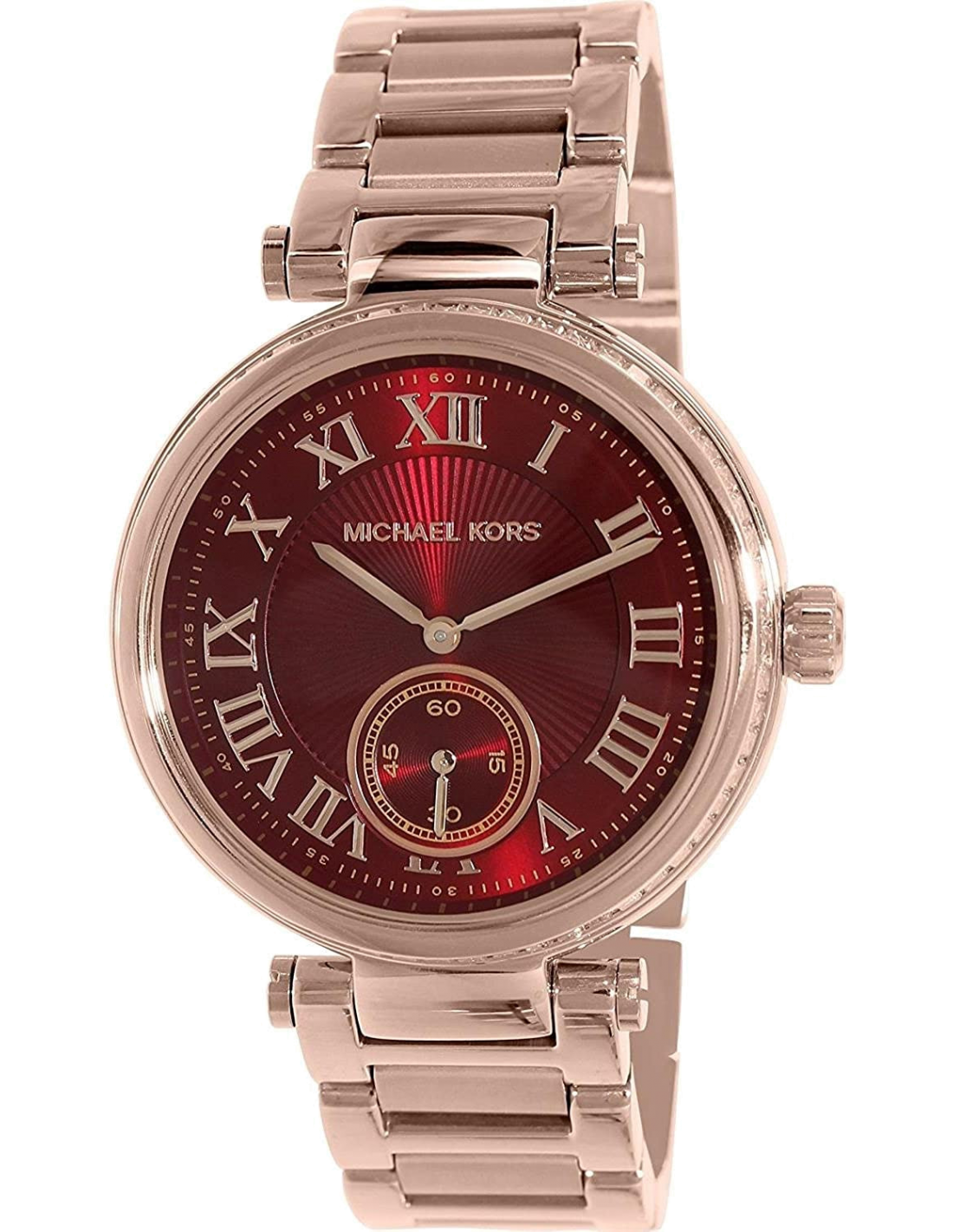  Shop Authentic Michael Kors Skylar Maroon Dial Rose Gold Steel Strap Watch for Women - MK6086 - Luxxuri