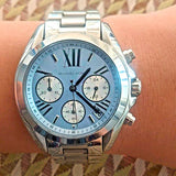  Shop Authentic Michael Kors Bradshaw Chronograph Blue Dial Silver Steel Strap Watch For Women - MK6098 - Luxxuri