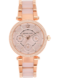 Michael Kors Parker Pink Dial Two Tone Steel Strap Watch for Women - MK6110