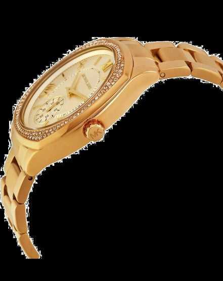  Shop Authentic Michael Kors Byrn Quartz Gold Dial Gold Steel Strap Watch For Women - MK6134 - Luxxuri