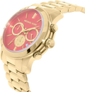 Michael Kors Runway Chronograph Orange Dial Gold Steep Strap Watch For Women - MK6162