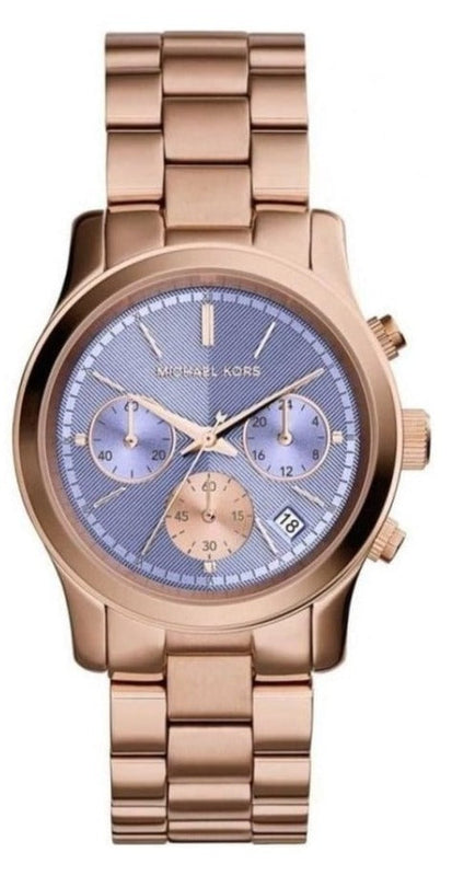  Shop Authentic Michael Kors Runway Chronograph Purple Dial Rose Gold Steel Strap Watch For Women - MK6163 - Luxxuri