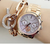  Shop Authentic Michael Kors Runway Chronograph Purple Dial Rose Gold Steel Strap Watch For Women - MK6163 - Luxxuri