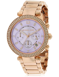 Michael Kors Parker Purple Dial Rose Gold Steel Strap Watch for Women - MK6169