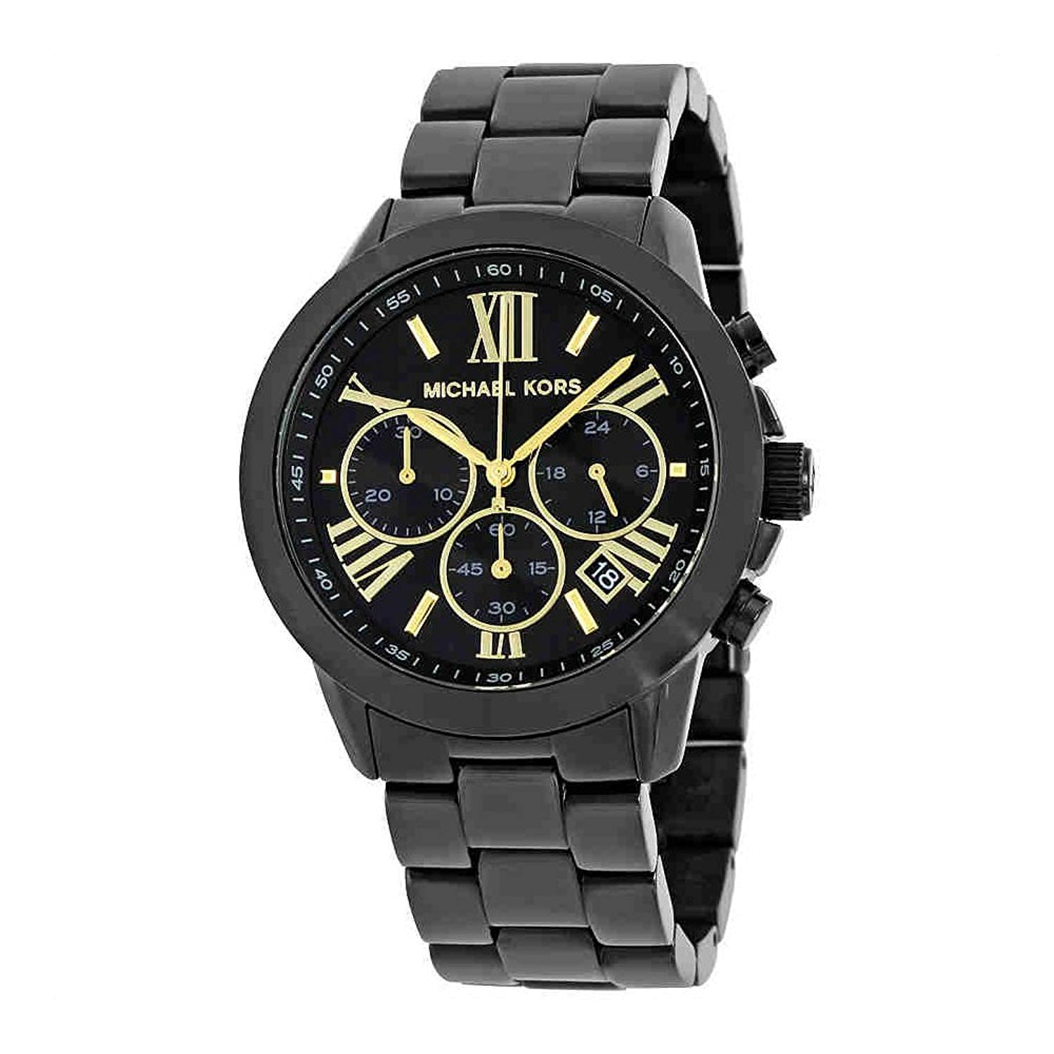 Michael Kors Brecken Chronograph Black Dial Black Steel Strap Watch for Women - MK6302