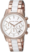 Michael Kors Ritz White Dial Two Tone Steel Strap Watch for Women - MK6324