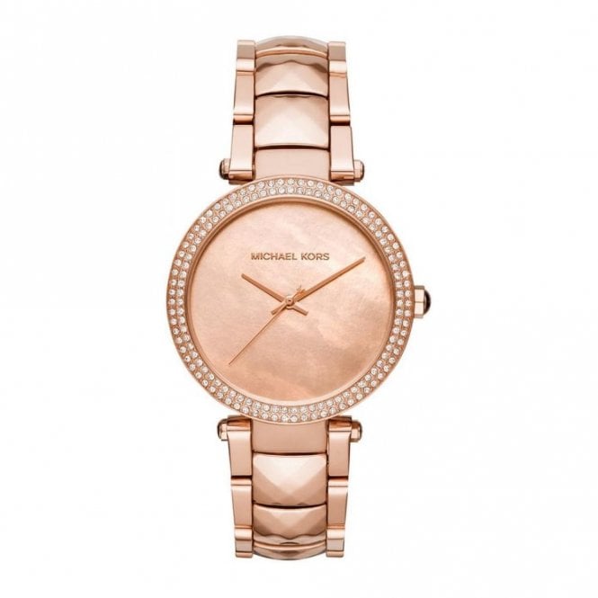 Michael Kors Parker Rose Gold Dial with Diamonds Rose Gold Steel Strap Watch for Women - MK6426