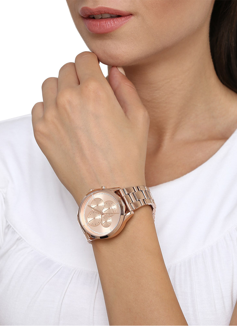  Shop Authentic Michael Kors Briar Quartz Rose Gold Dial Rose Gold Steel Strap Watch For Women - MK6465 - Luxxuri