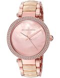 Michael Kors Parker Mother of Pearl Pink Dial Two Tone Steel Strap Watch for Women - MK6492