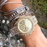  Shop Authentic Michael Kors Mini Bradshaw Crystals Gold Dial Gold Steel Strap Watch For Women - MK6494 - Luxxuri