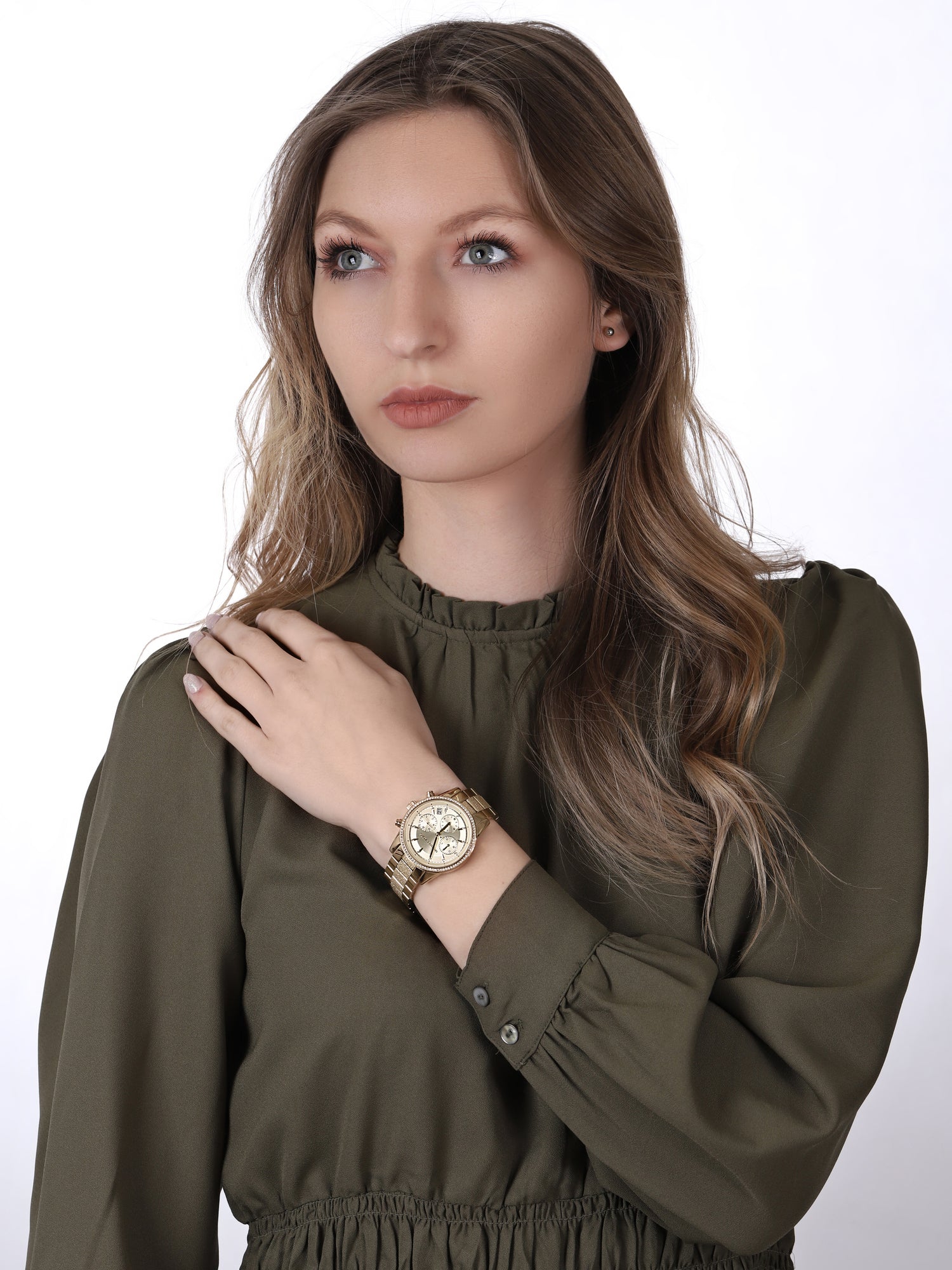  Shop Authentic Michael Kors Ritz Chronograph Gold Dial Gold Steel Strap Watch For Women - MK6597 - Luxxuri