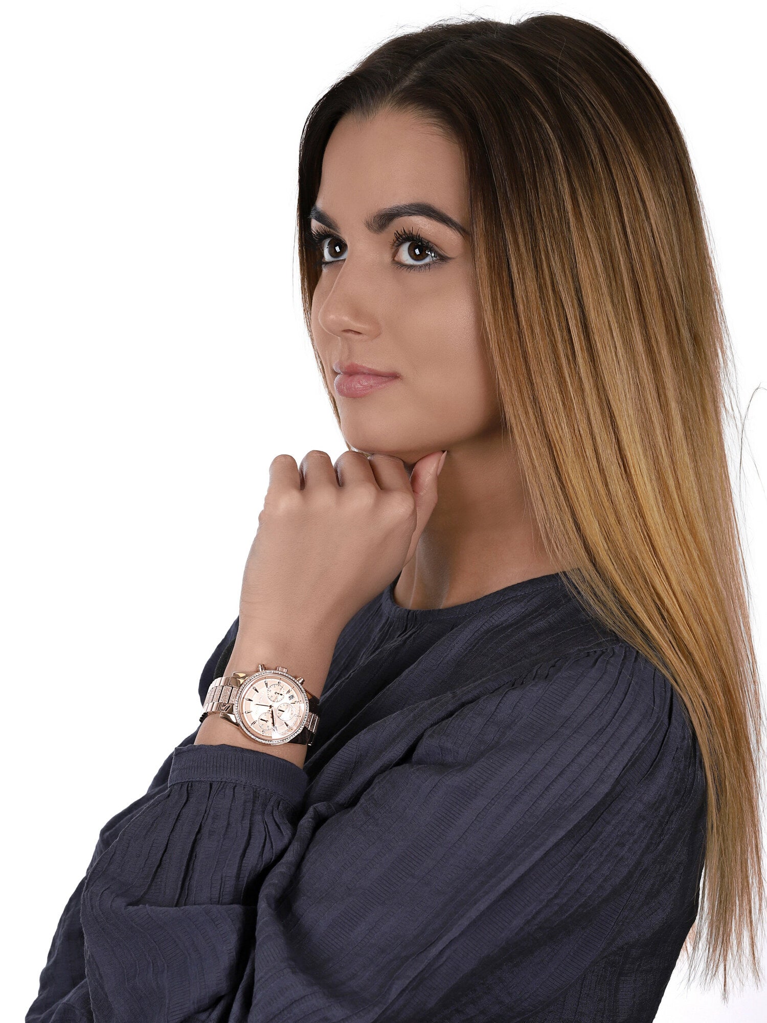  Shop Authentic Michael Kors Ritz Chronograph Rose Gold Dial Rose Gold Steel Strap Watch For Women - MK6598 - Luxxuri