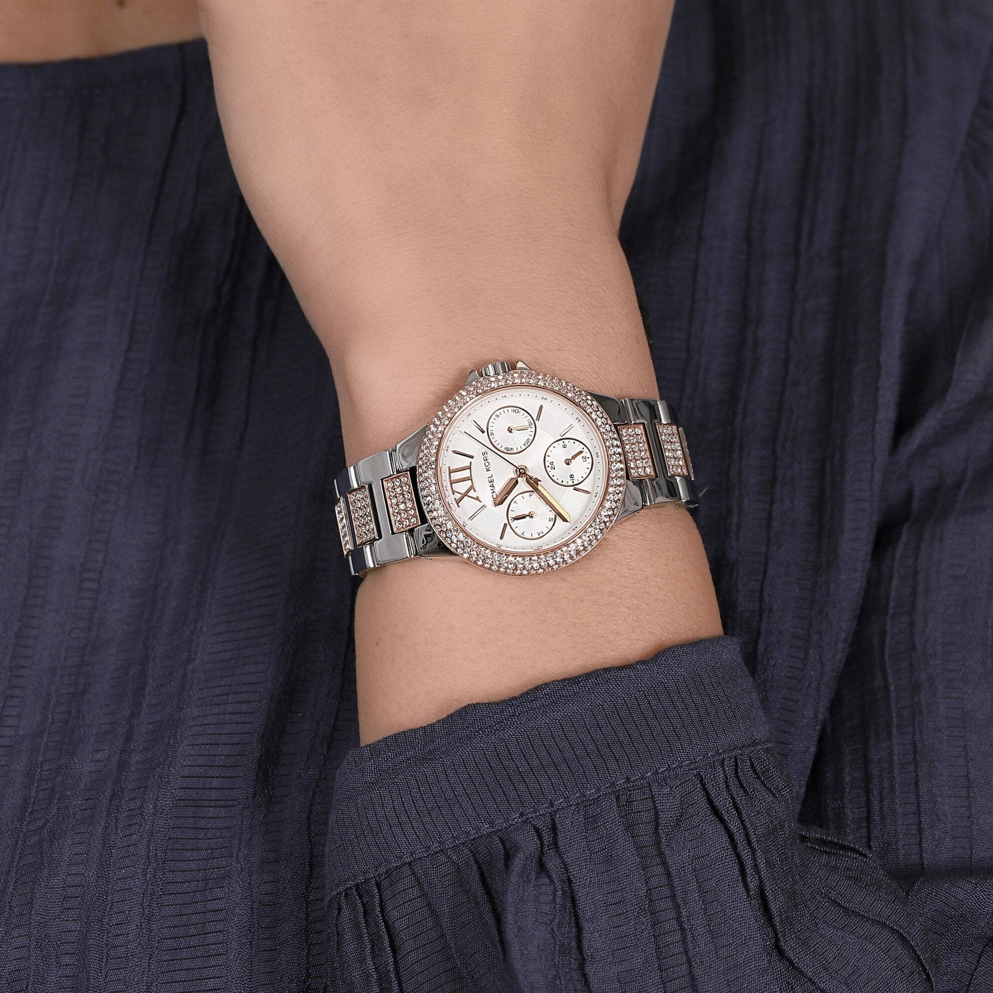  Shop Authentic Michael Kors Camille Multifunction White Dial Two Tone Steel Strap Watch For Women - MK6846 - Luxxuri