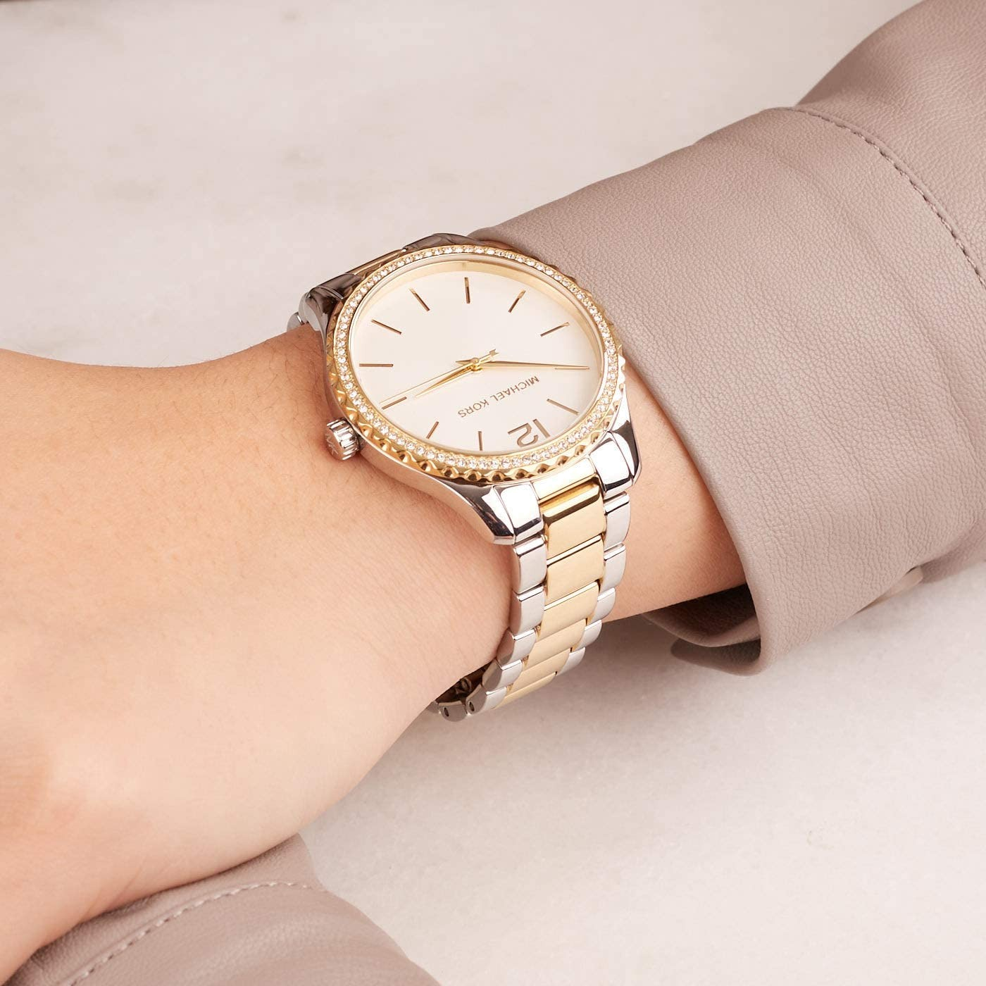 Michael Kors Layton Quartz Silver Dial Two Tone Steel Strap Watch For Women - MK6899