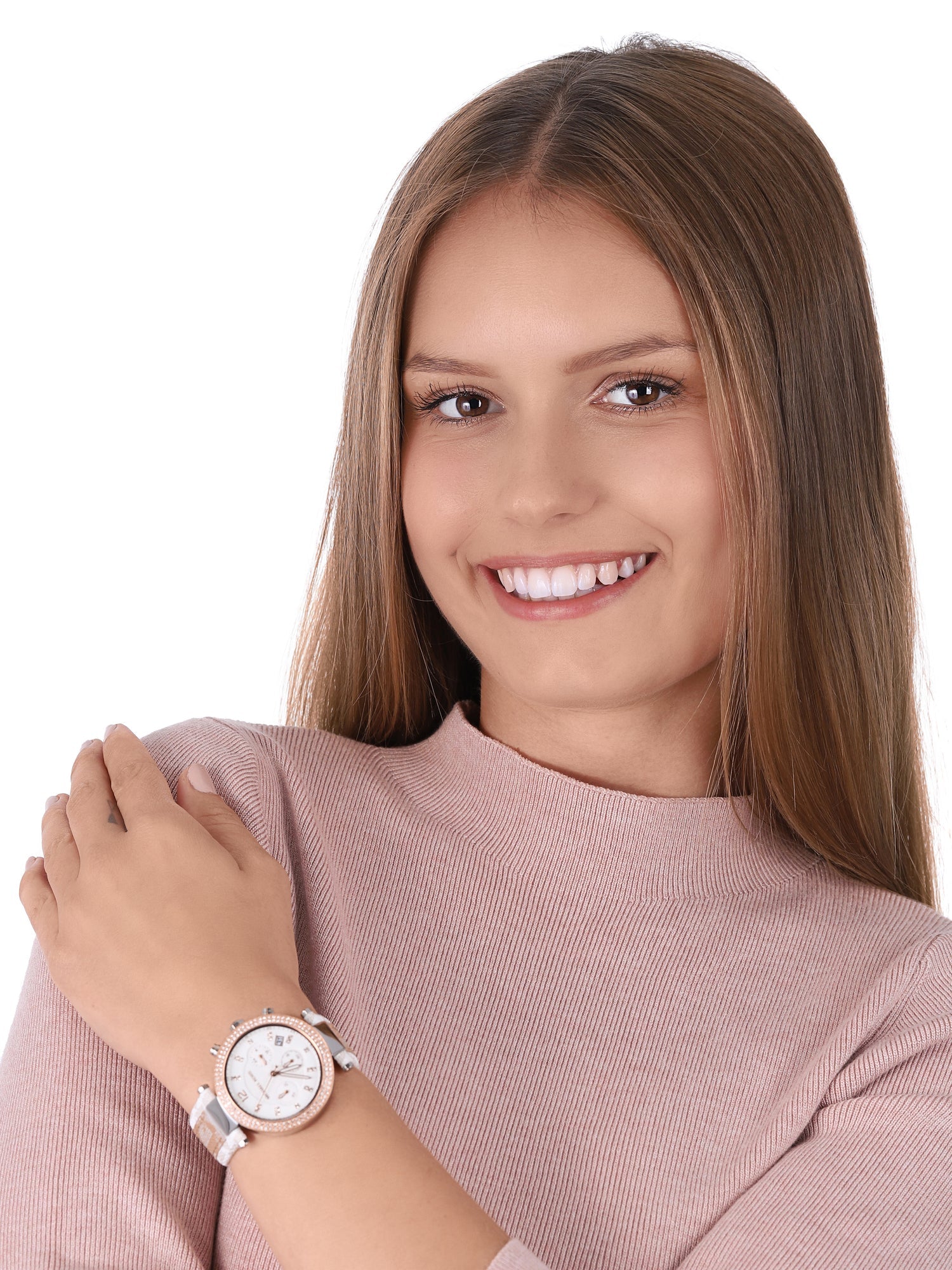  Shop Authentic Michael Kors Parker Chronograph White Dial Two Tone Leather Strap Watch For Women - MK6950 - Luxxuri