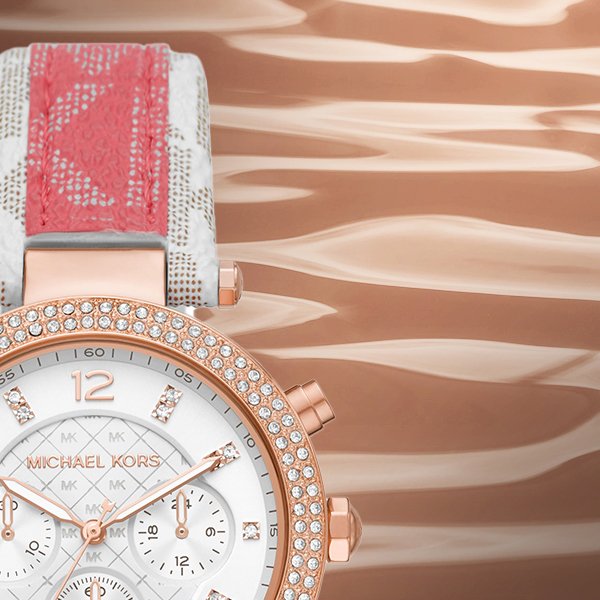  Shop Authentic Michael Kors Parker Chronograph White Dial Two Tone Leather Strap Watch For Women - MK6951 - Luxxuri