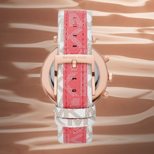  Shop Authentic Michael Kors Parker Chronograph White Dial Two Tone Leather Strap Watch For Women - MK6951 - Luxxuri