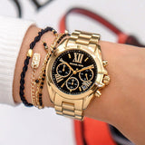  Shop Authentic Michael Kors Bradshaw Chronograph Black Dial Gold Steel Strap Watch For Women - MK6959 - Luxxuri
