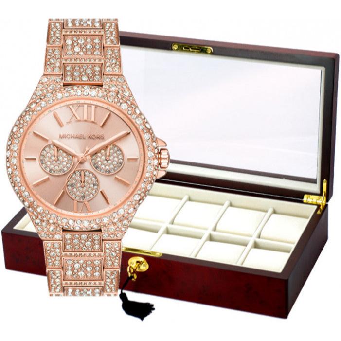  Shop Authentic Michael Kors Camille Multifunctional Crystals Rose Gold Dial Rose Gold Steel Strap Watch for Women - MK6961 - Luxxuri
