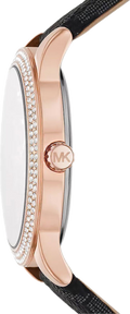 Michael Kors Tibby Multifunction Black Dial Black Leather Strap Watch For Women - MK6968