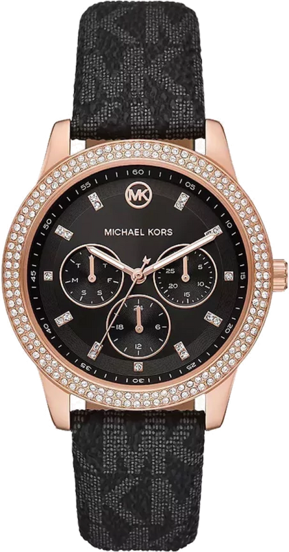  Shop Authentic Michael Kors Tibby Multifunction Black Dial Black Leather Strap Watch For Women - MK6968 - Luxxuri