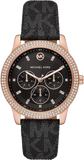  Shop Authentic Michael Kors Tibby Multifunction Black Dial Black Leather Strap Watch For Women - MK6968 - Luxxuri