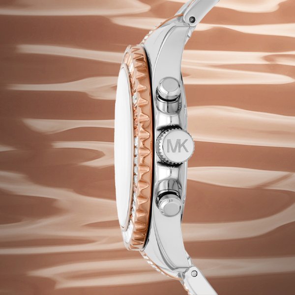  Shop Authentic Michael Kors Everest Chronograph Silver Dial Two Tone Steel Strap Watch For Women - MK6975 - Luxxuri