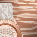 Michael Kors Runway Quartz Rose Gold Dial White Leather Strap Watch For Women - MK6980