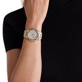  Shop Authentic Michael Kors Lennox Three Hand Crystals White Dial Gold Steel Strap Watch For Women - MK6991 - Luxxuri