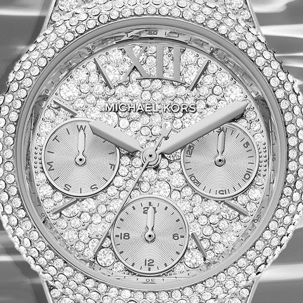  Shop Authentic Michael Kors Camille Multifunction Crystals Silver Dial Silver Steel Strap Watch For Women - MK6996 - Luxxuri