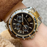  Shop Authentic Michael Kors Everest Chronograph Black Dial Two Tone Steel Strap Watch For Women - MK7209 - Luxxuri