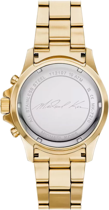Michael Kors Everest Chronograph Gold Dial Gold Steel Strap Watch For Women - MK7210